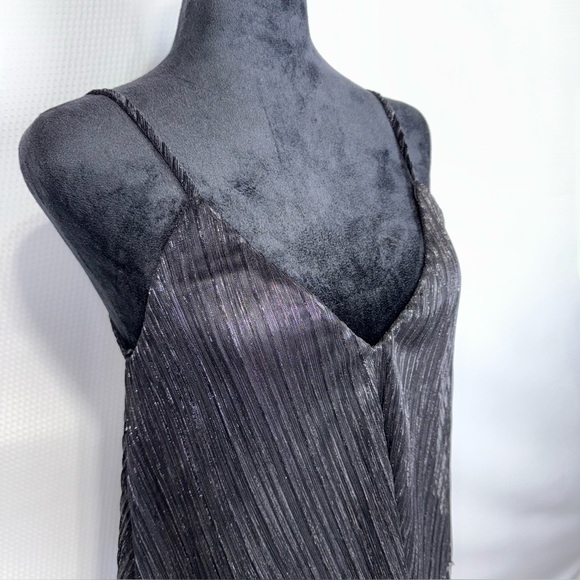 Embrace Los Angeles Maxi Slip Dress Sz Small Black Metallic Stripe Gown - Picture 8 of 15